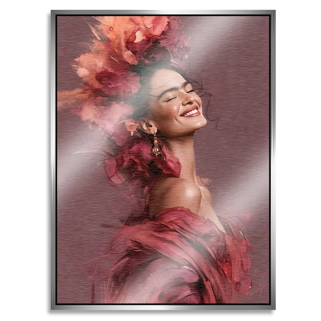 Frida Kahlo Rosenrausch Aluminiumbild gebürstet
