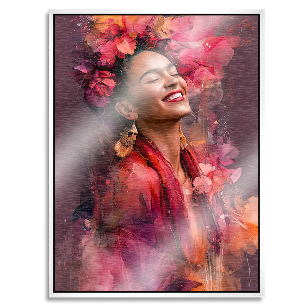 Frida Kahlo Flower Glow Aluminiumbild gebürstet