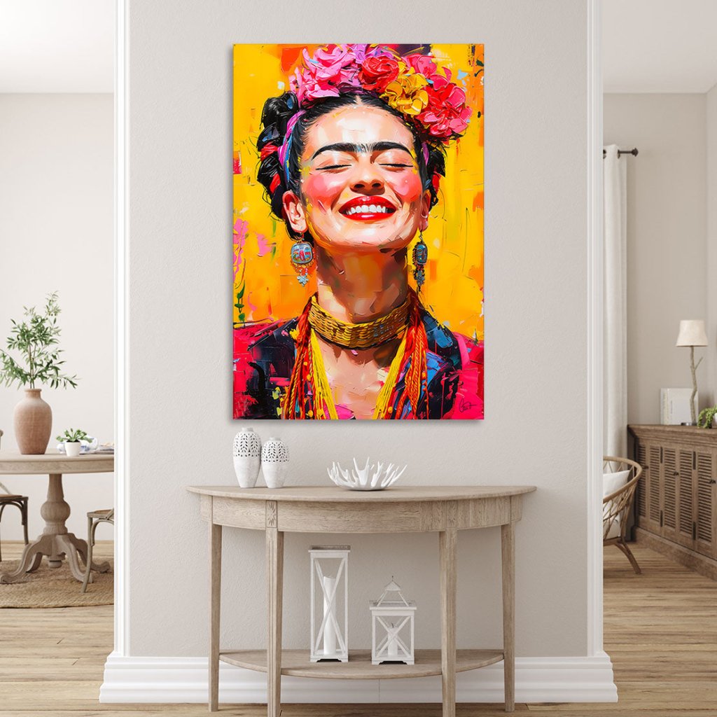 Frida Kahlo Lacht Alu Dibond Bild INGALERIE