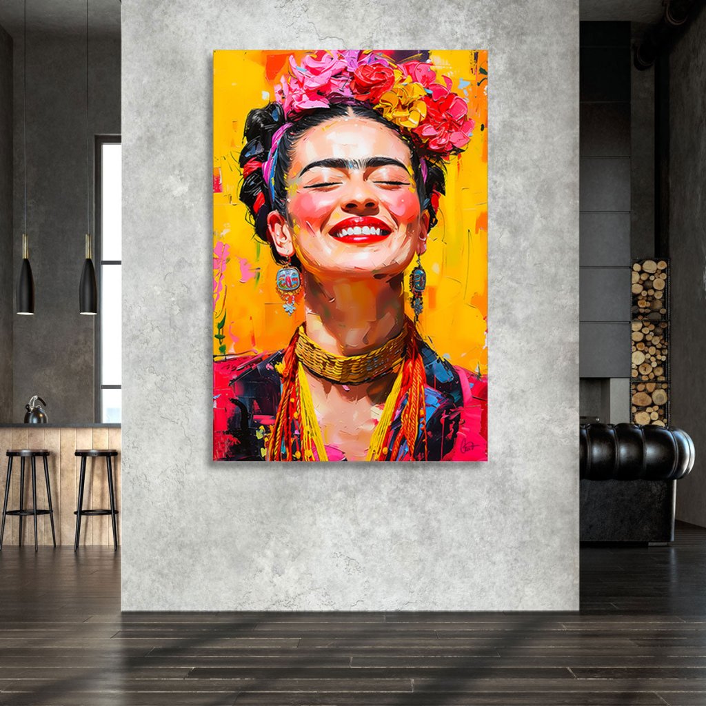 Frida Kahlo Lacht Leinwand Bild INGALERIE