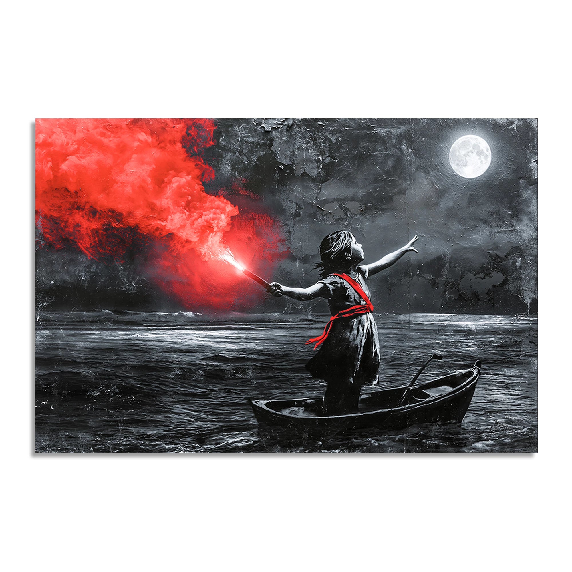 To the Moon Banksy Style Leinwand Bild