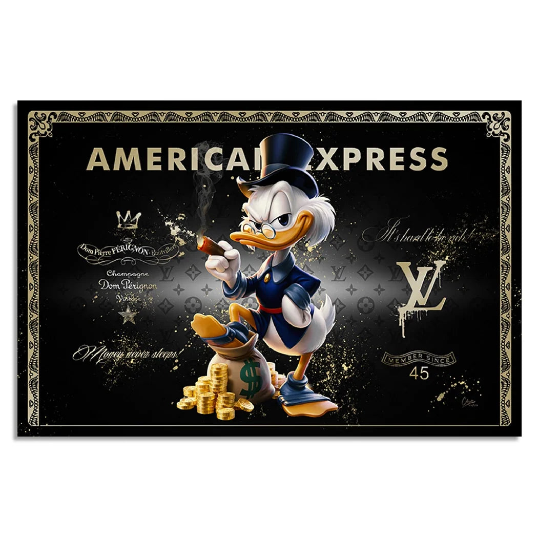 Dagobert Duck Black Amex Leinwand Bild