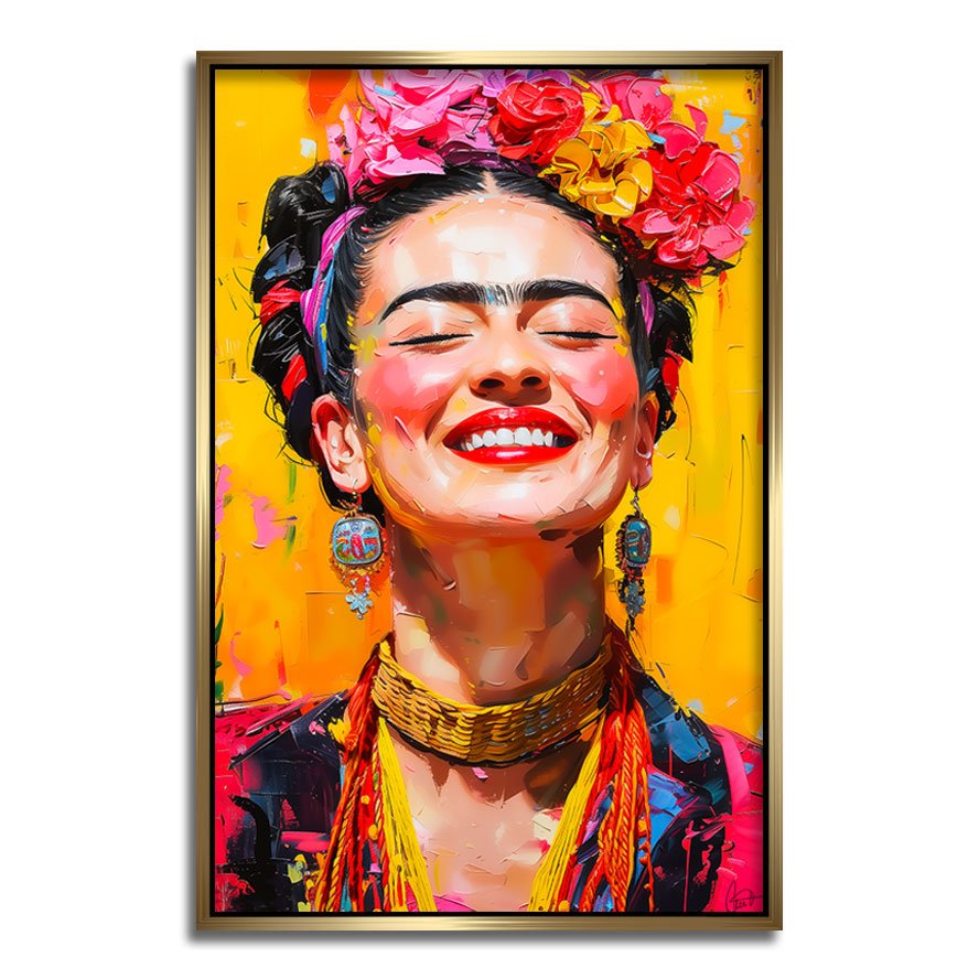 Frida Kahlo Lacht Alu Dibond Bild INGALERIE