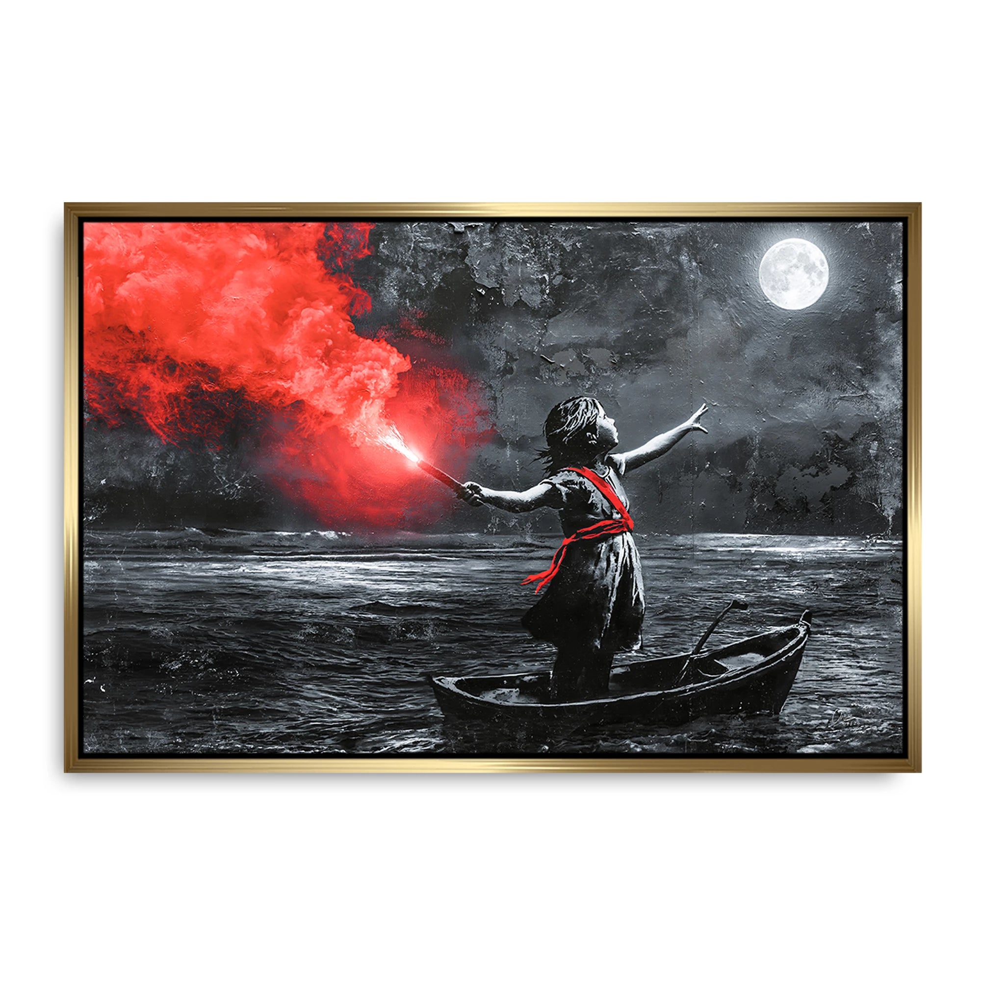 To the Moon Banksy Style Leinwand Bild