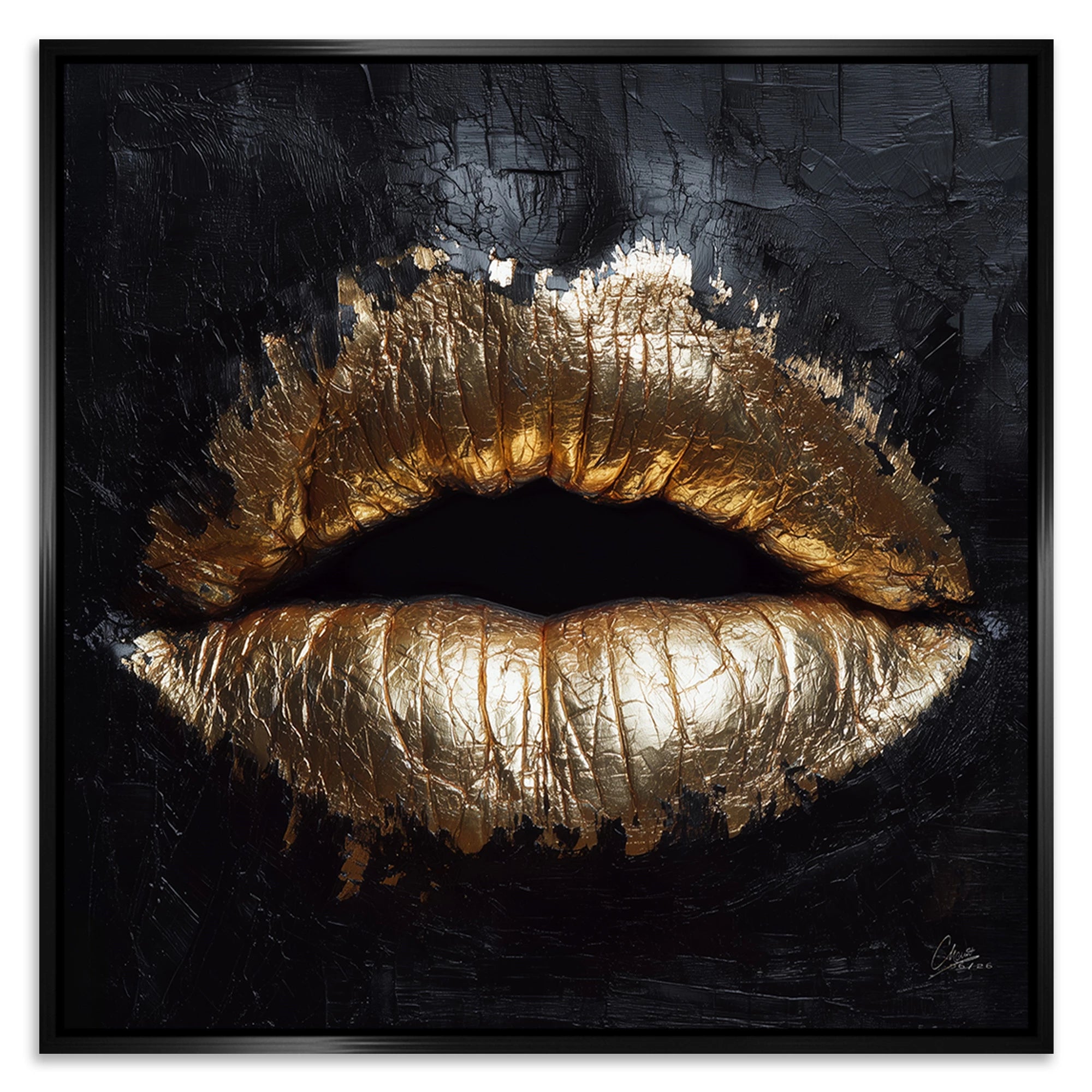 Goldene Lippen Leinwand Bild
