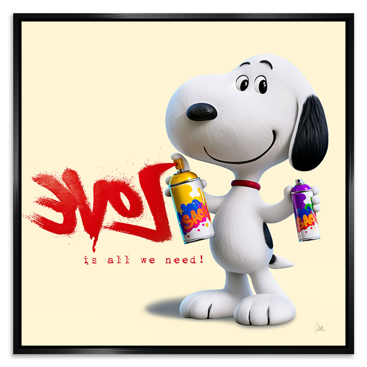 Snoopy Spray Love Leinwand Bild