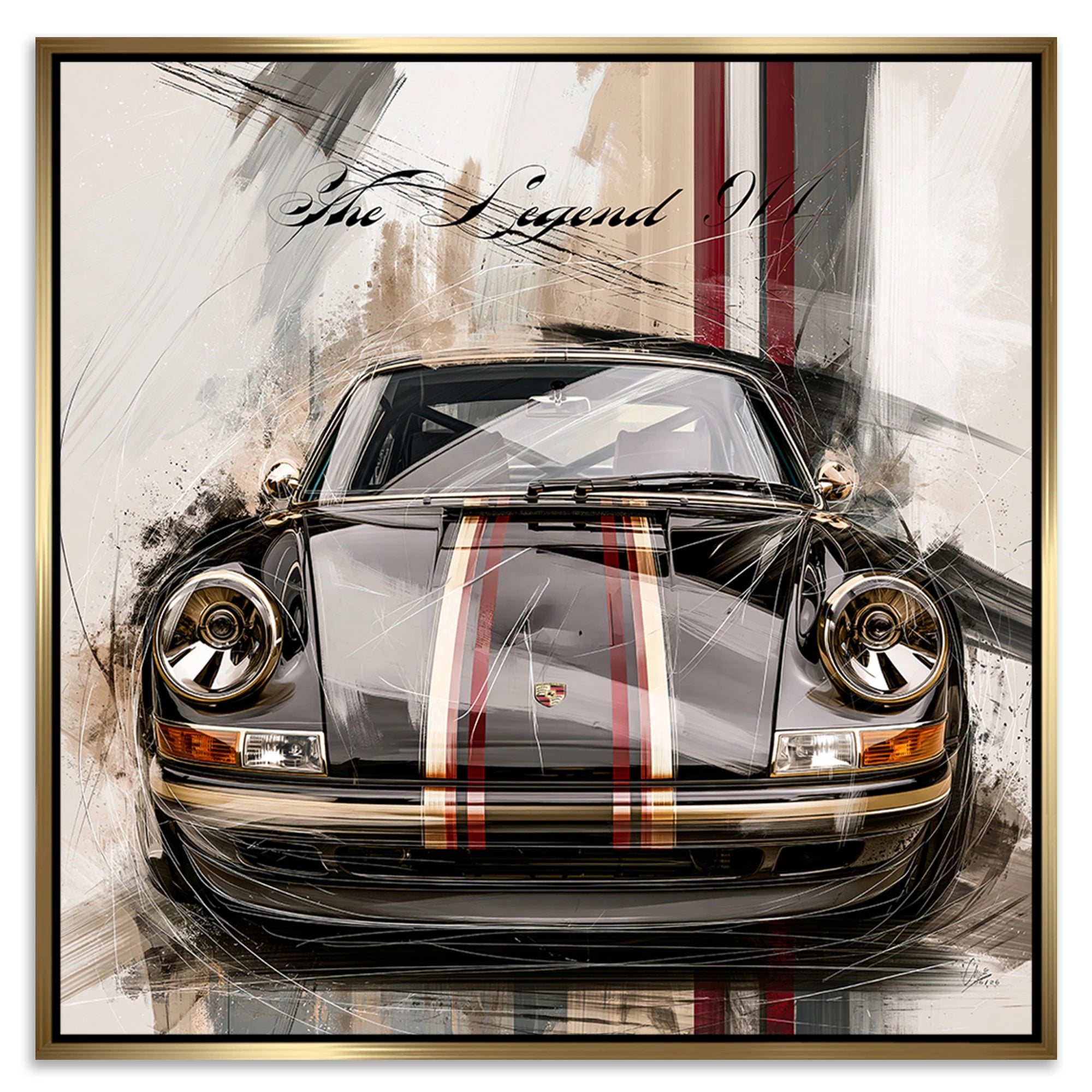 Porsche 911 Black Line Leinwand Bild