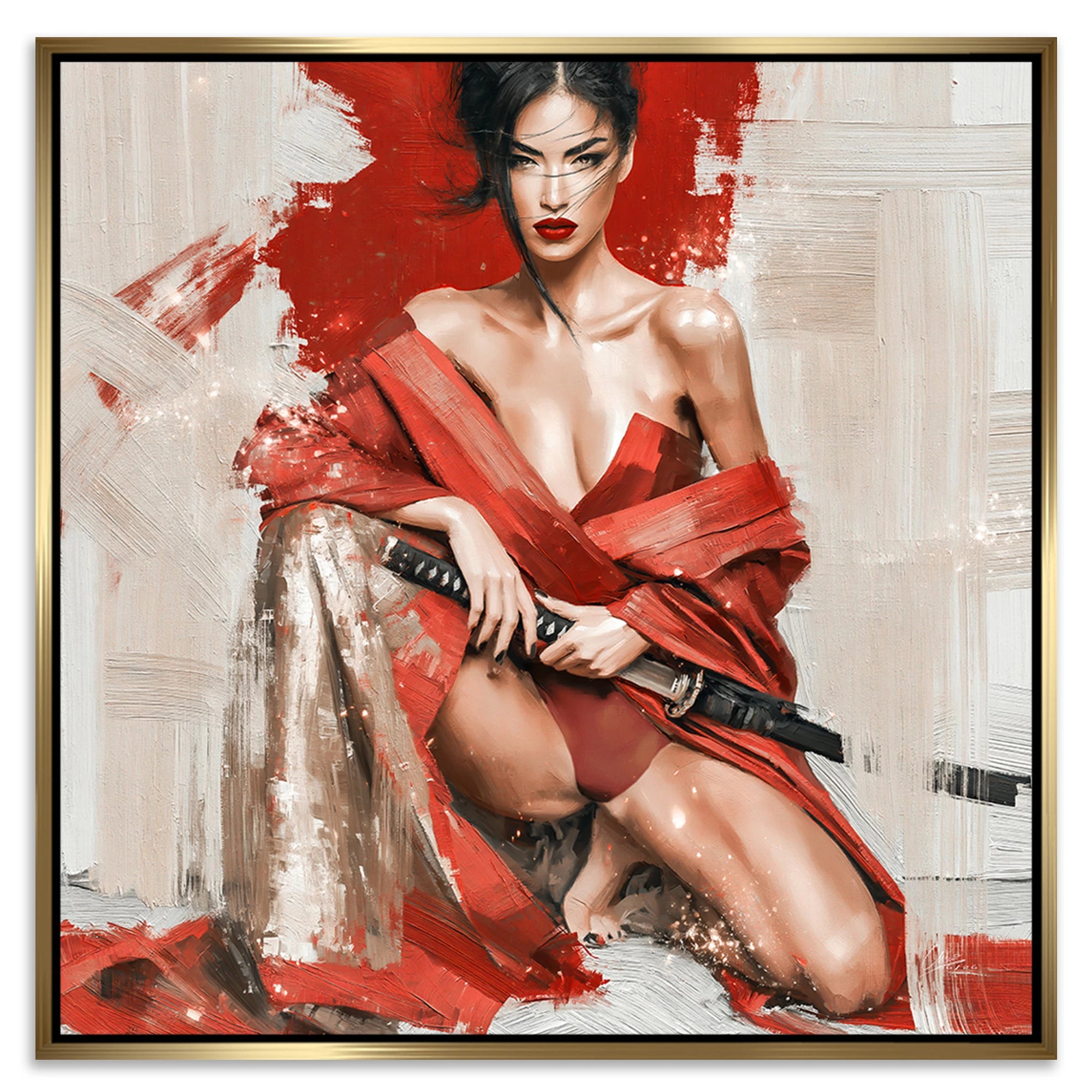 Rote Samurai Leinwand Bild