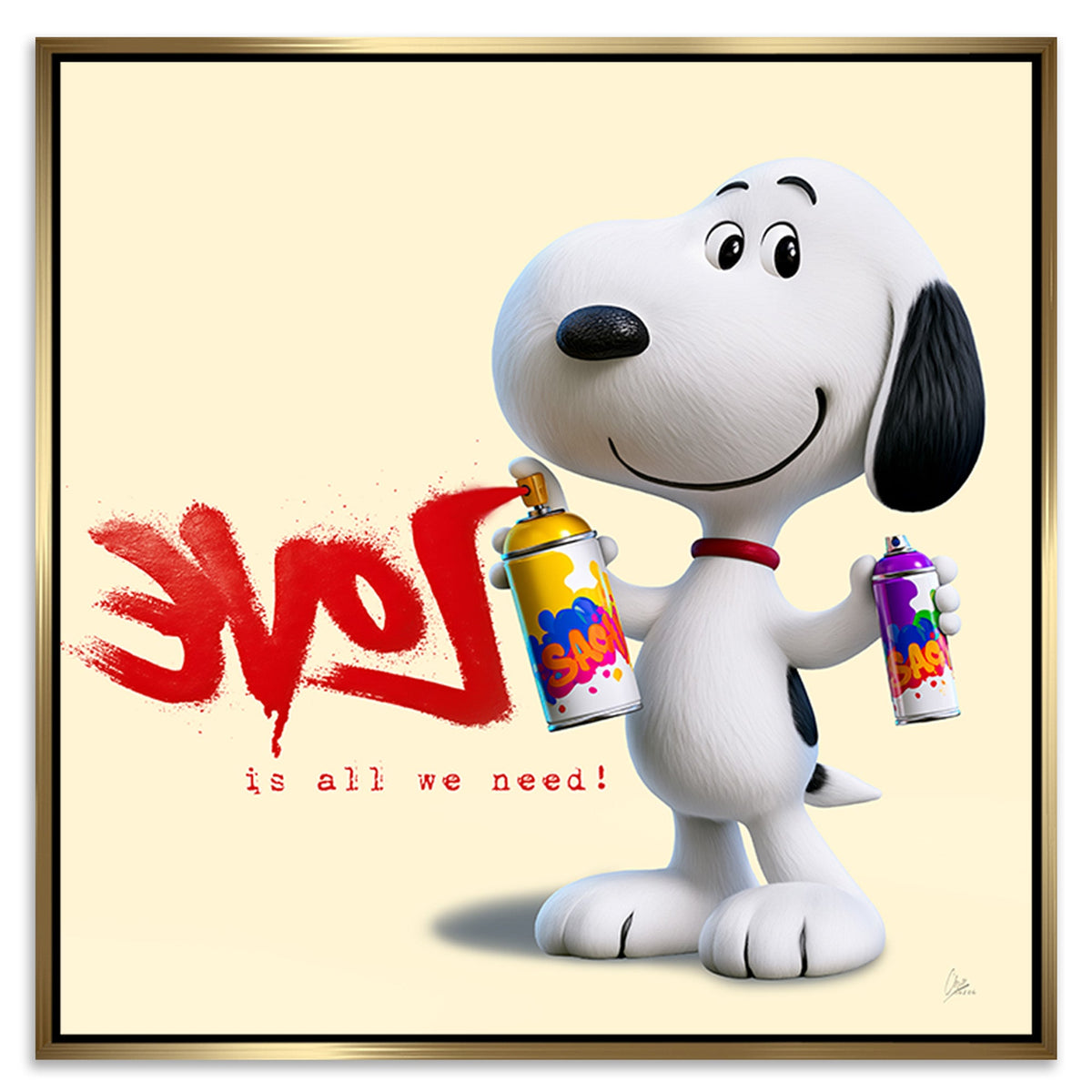 Snoopy Spray Love Leinwand Bild