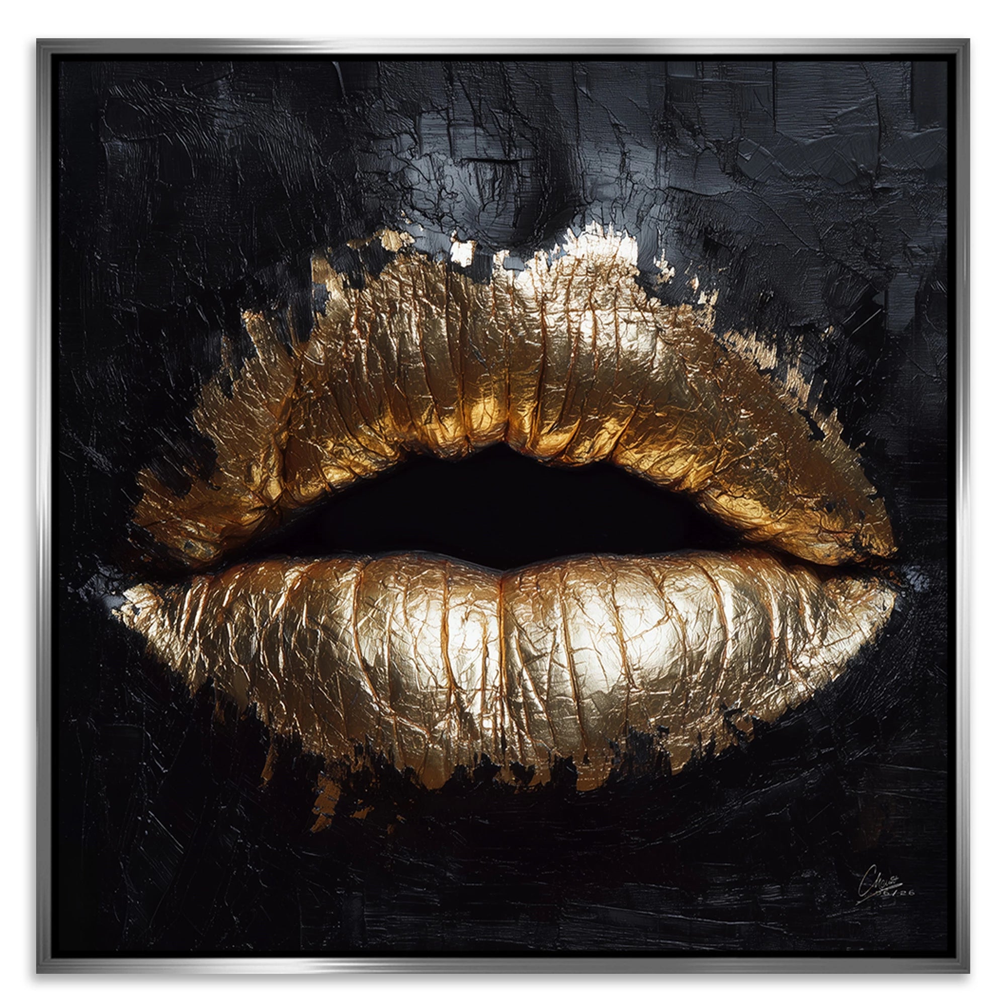 Goldene Lippen Leinwand Bild