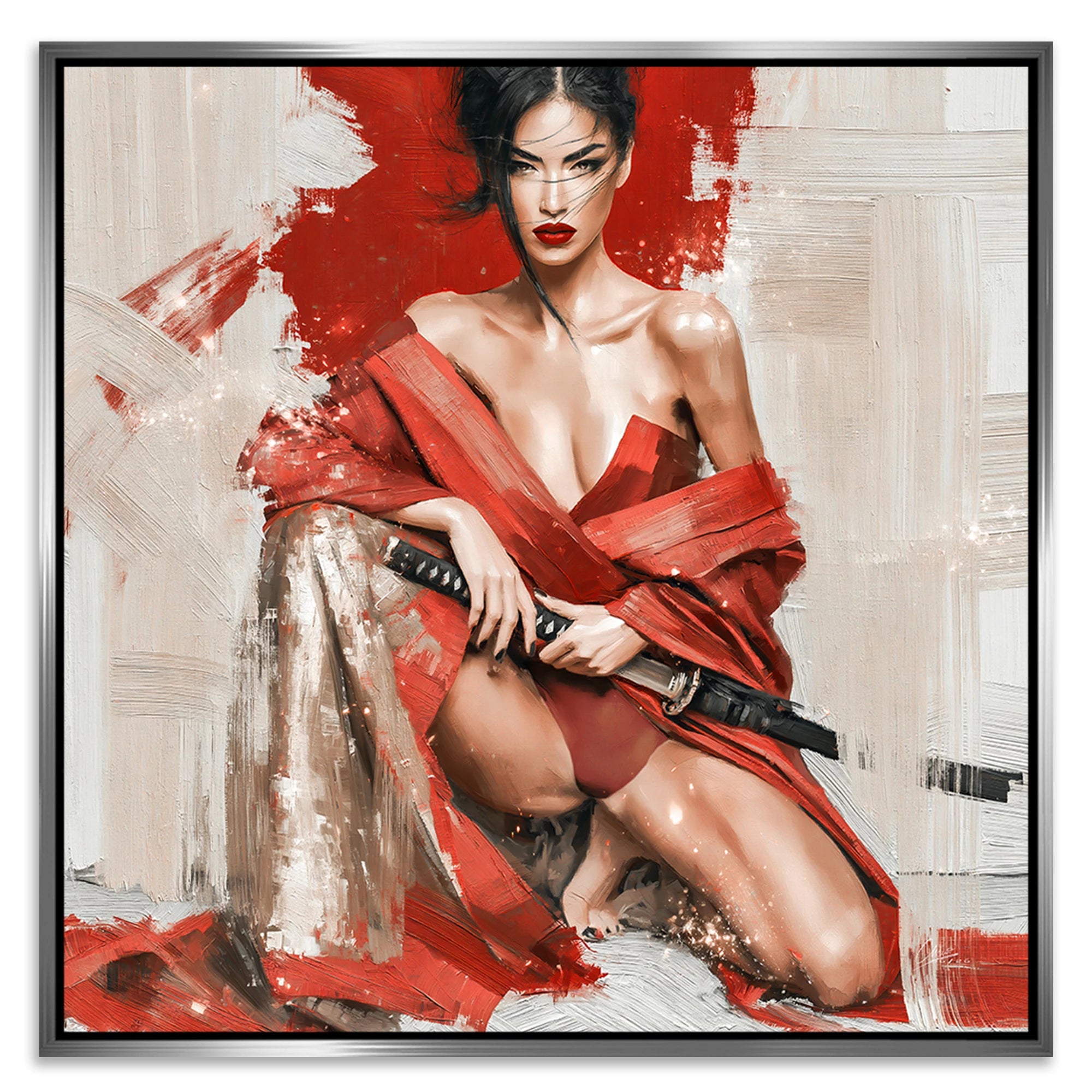 Rote Samurai Leinwand Bild