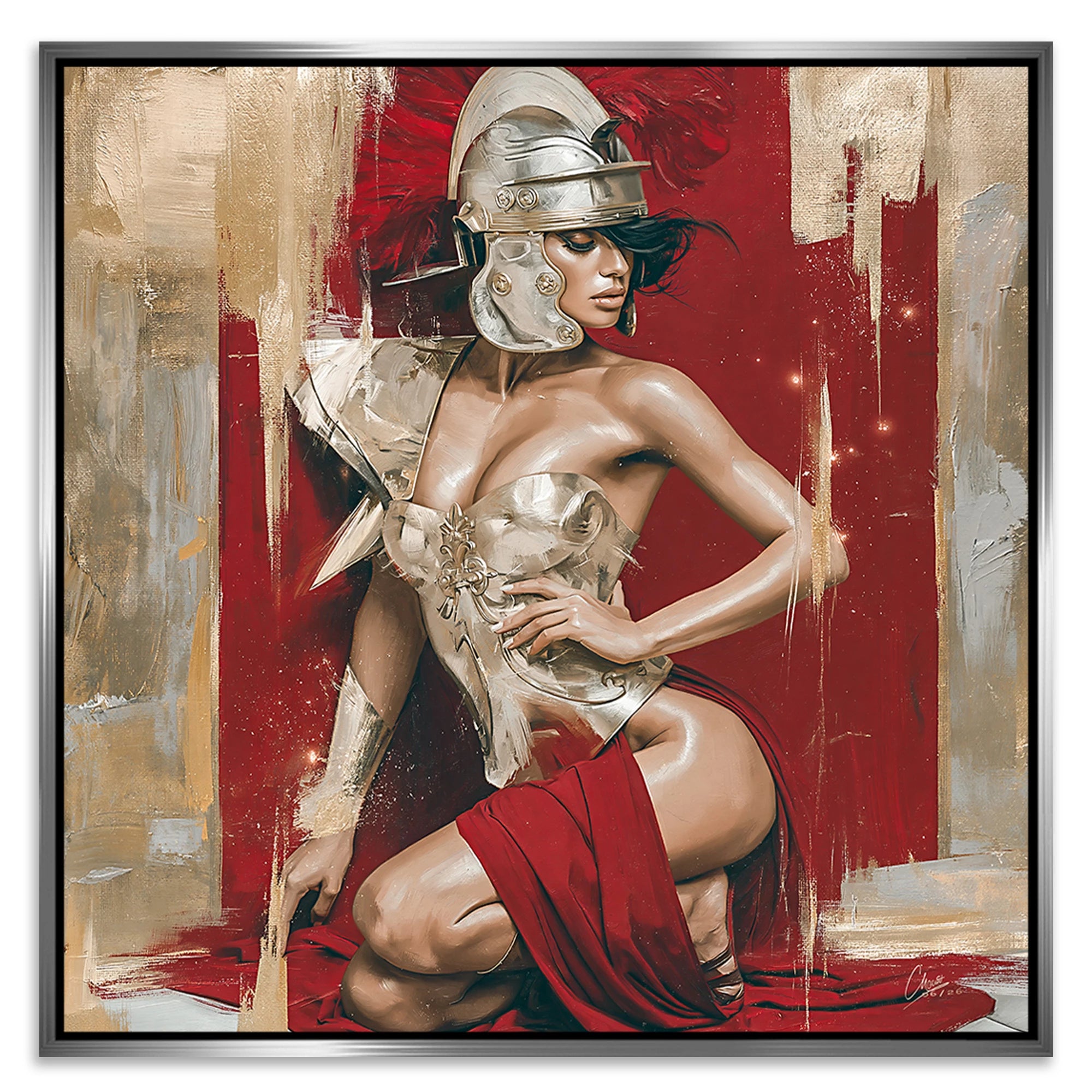 Goldene Gladiatorin Leinwand Bild