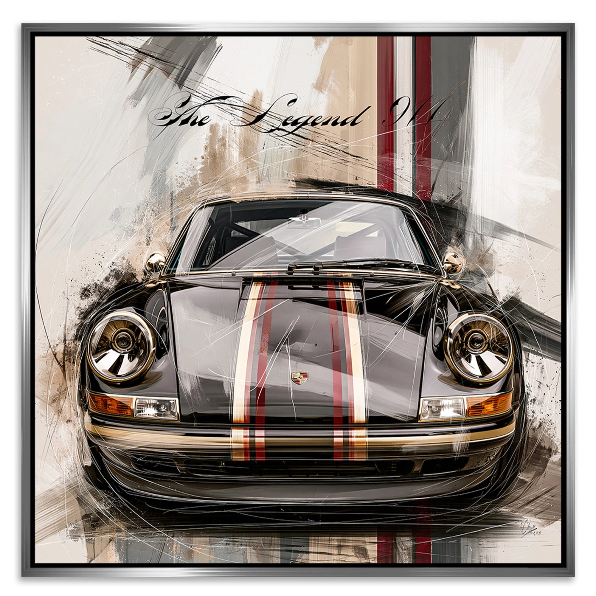 Porsche 911 Black Line Leinwand Bild