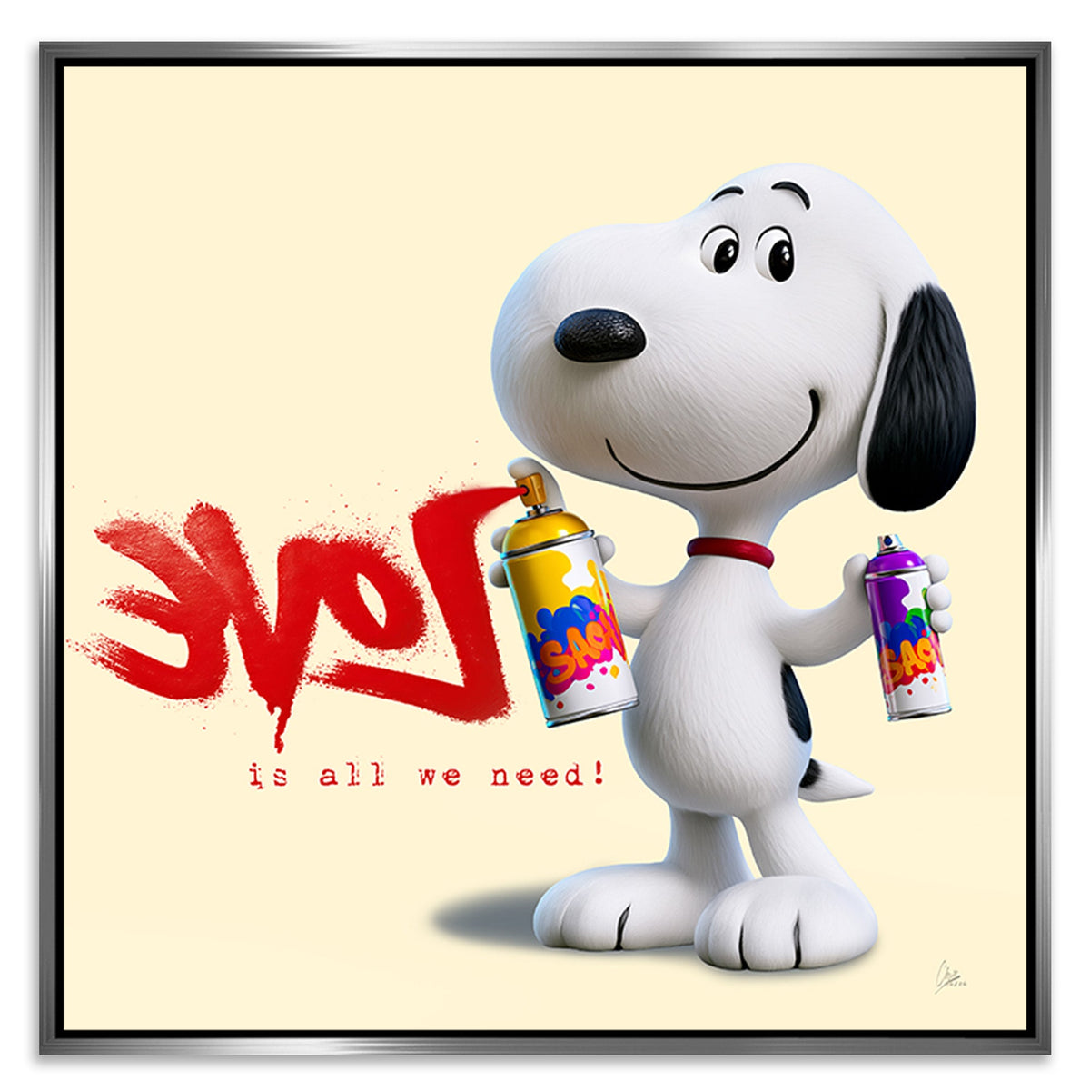 Snoopy Spray Love Leinwand Bild