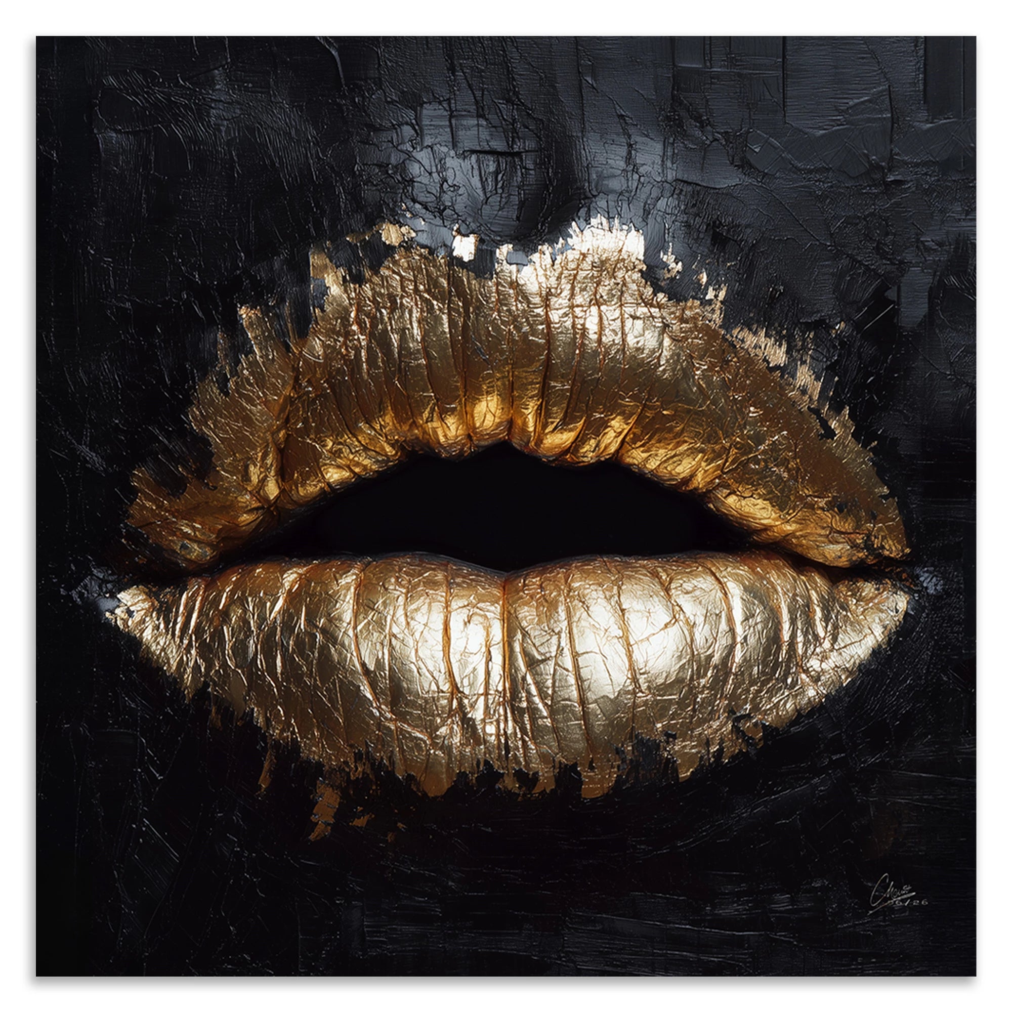 Goldene Lippen Leinwand Bild