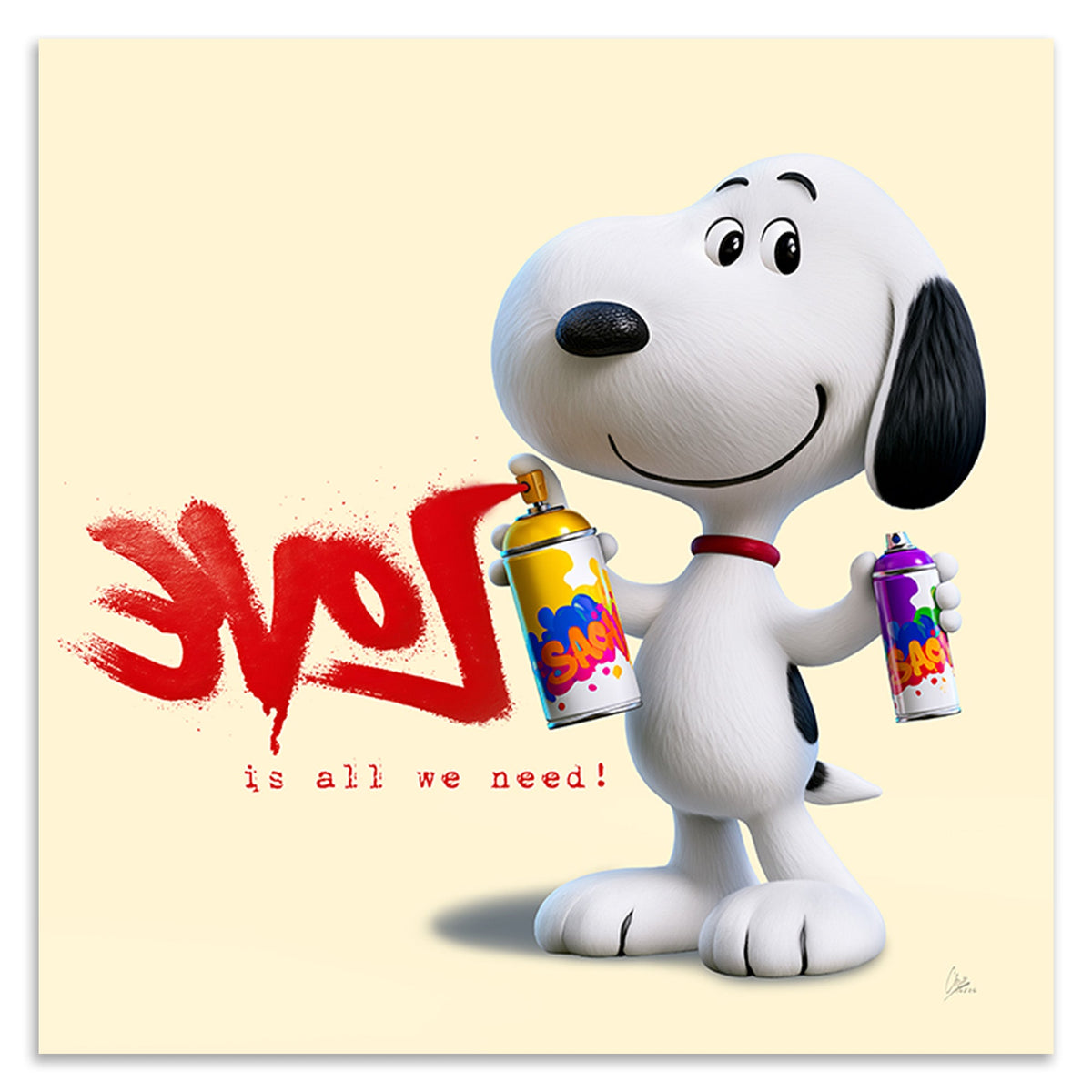 Snoopy Spray Love Leinwand Bild
