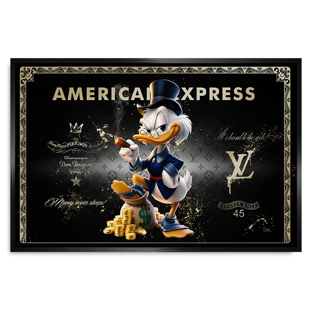 Dagobert Duck Black Amex Leinwand Bild