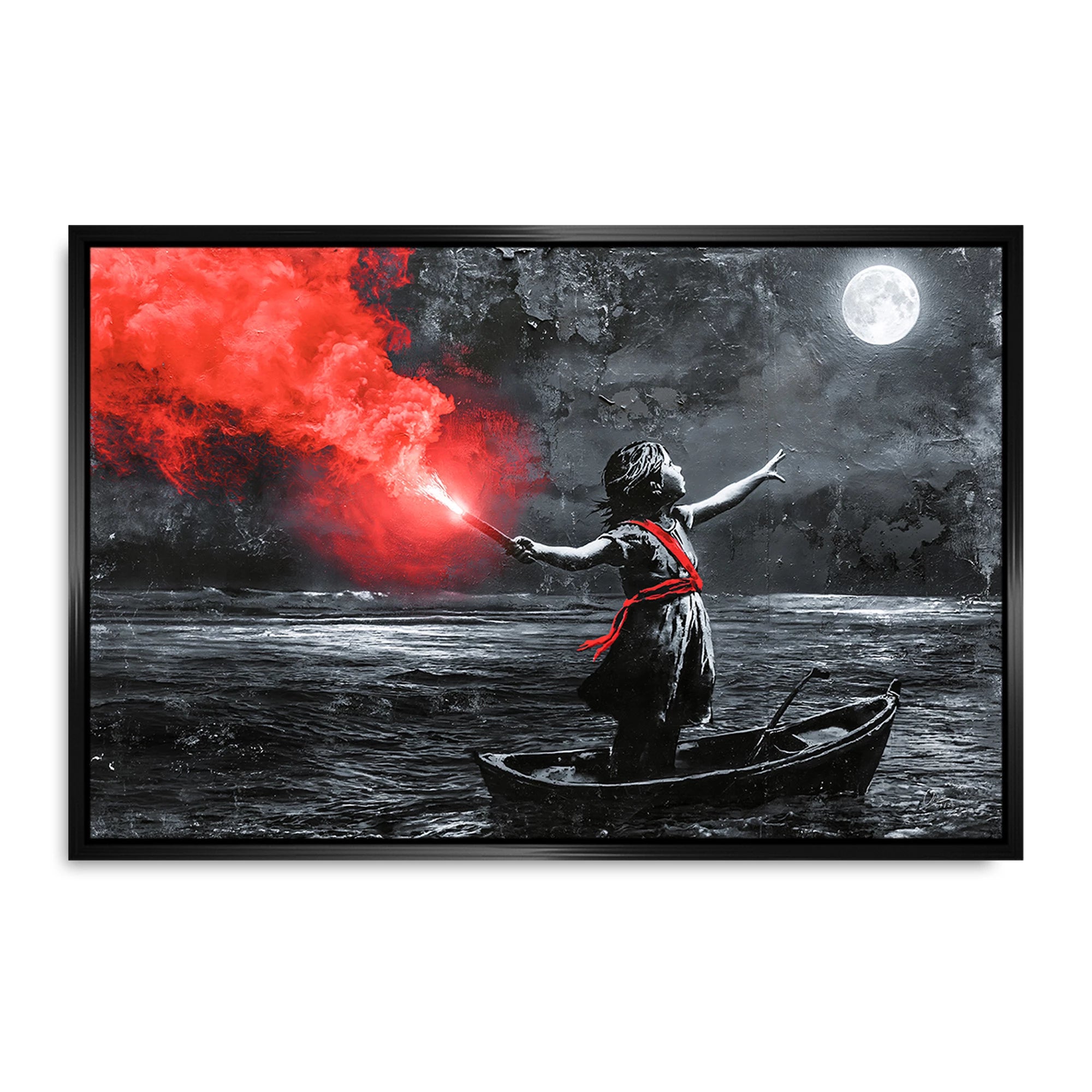 To the Moon Banksy Style Leinwand Bild