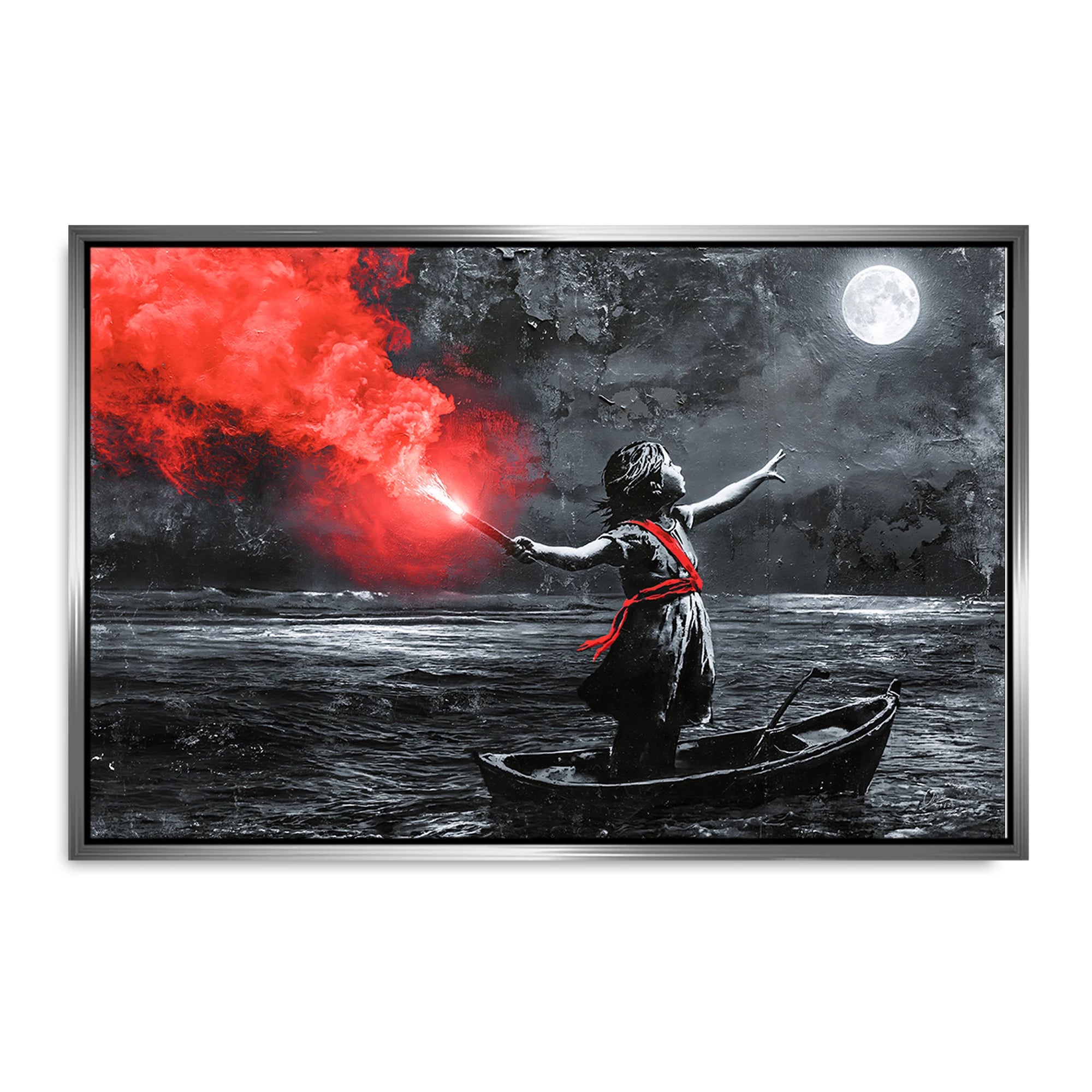 To the Moon Banksy Style Leinwand Bild