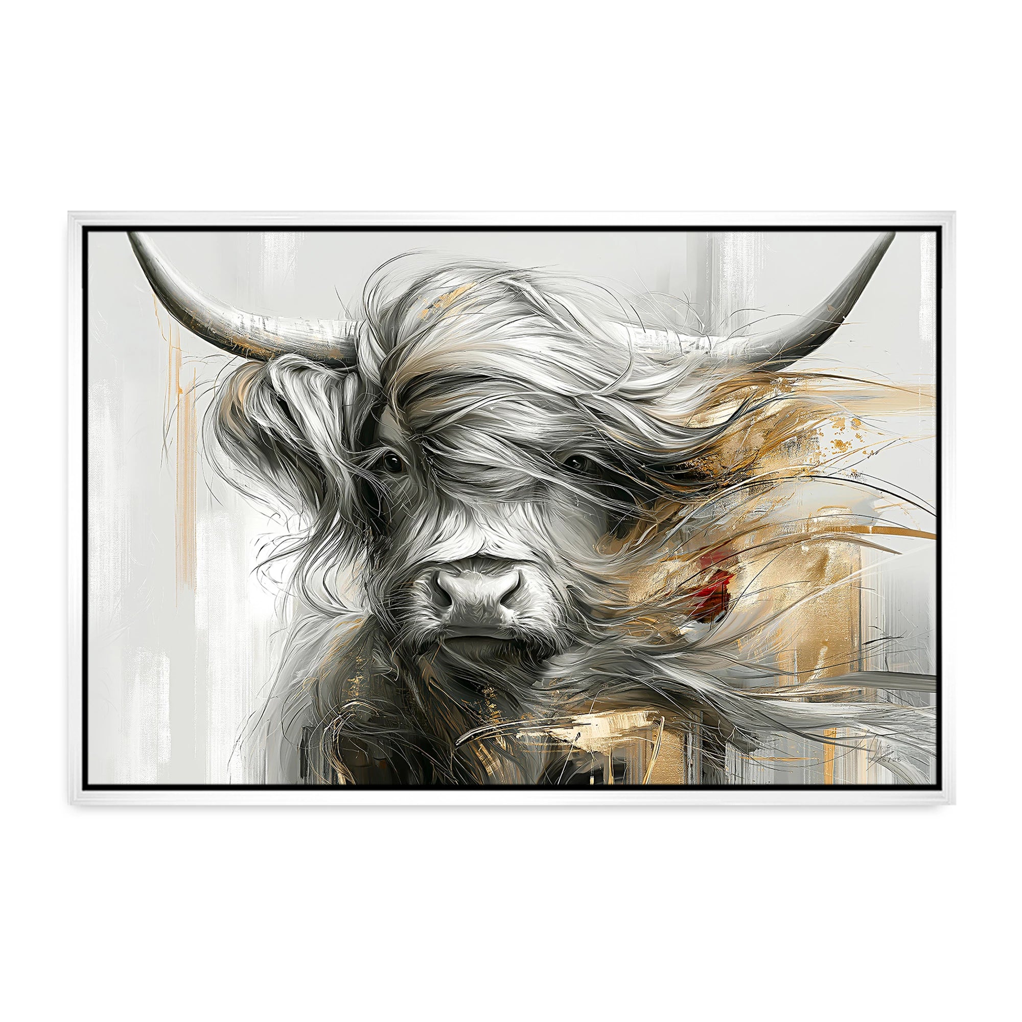 Highland Rind Gold Leinwand Bild