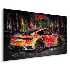 Porsche 911 Turbo Pop Art Style Alu Gebürstet
