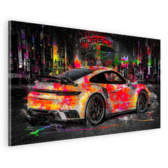 Porsche 911 Turbo Pop Art Style Leinwand Bild
