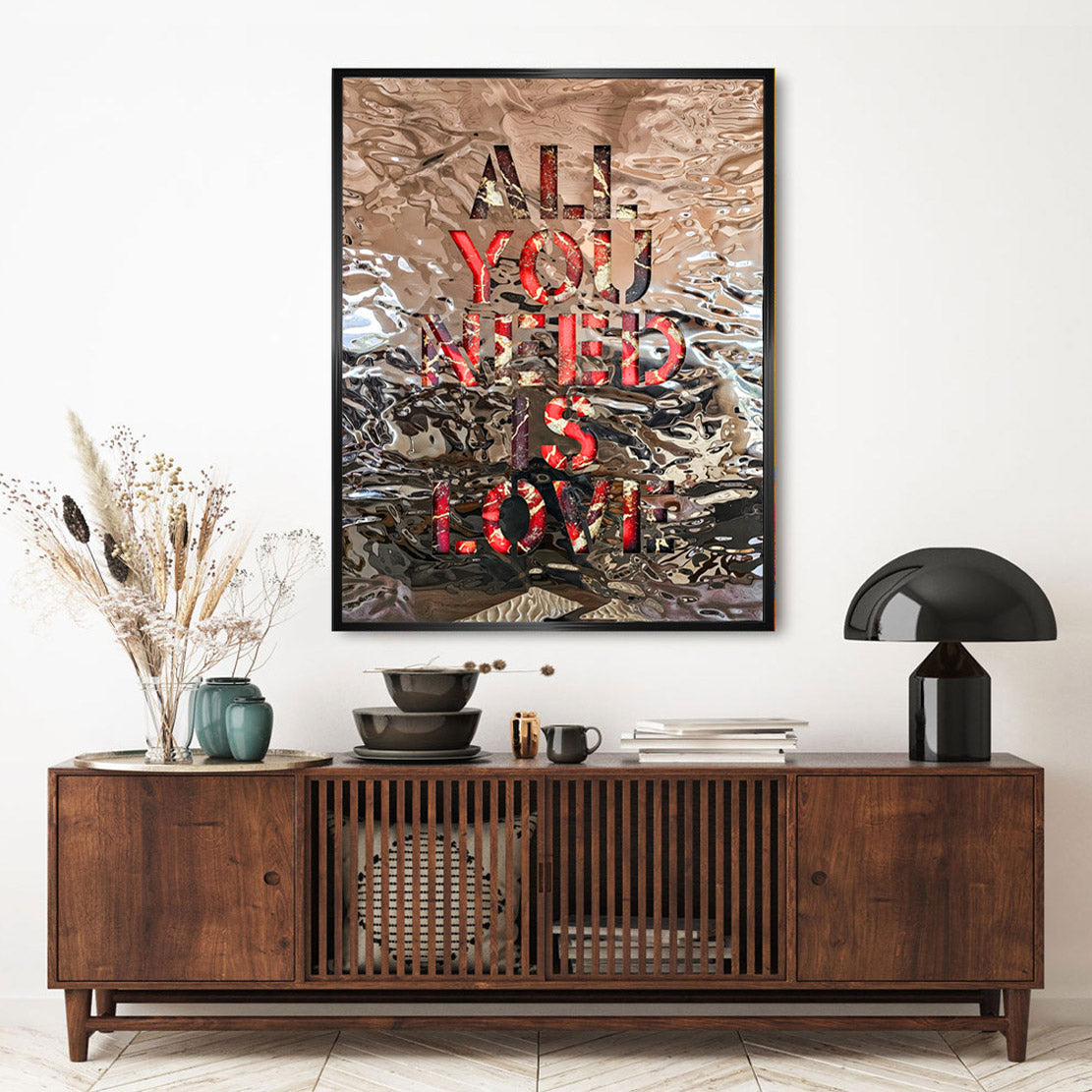 All yo nee need is Love Blattgold Wandbild | Unikat INGALERIE