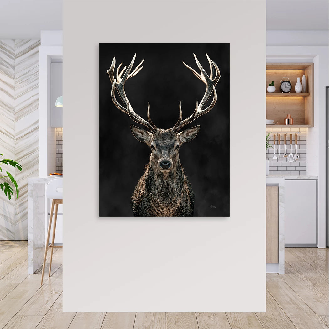 Hirsch Black Art Leinwand Bild