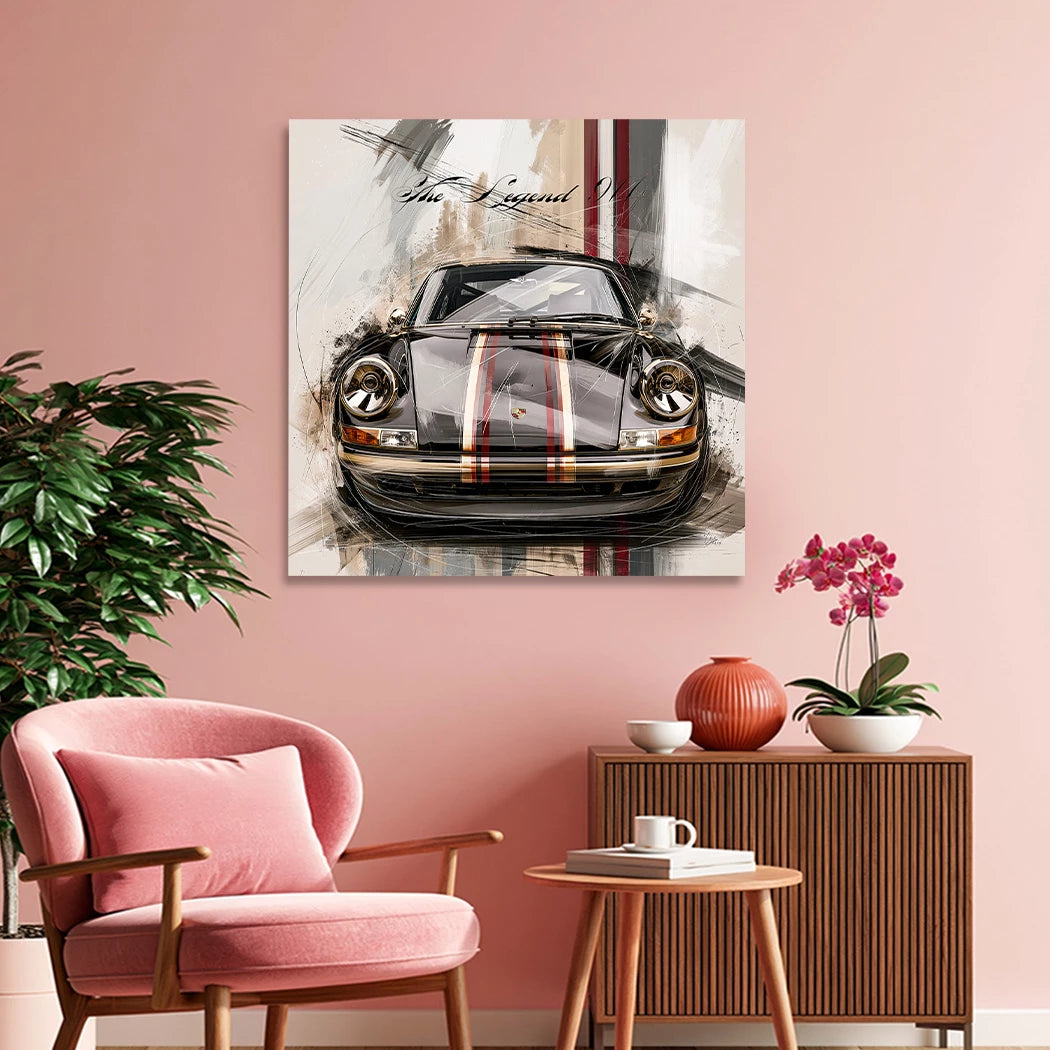 Porsche 911 Black Line Aluminiumbild gebürstet