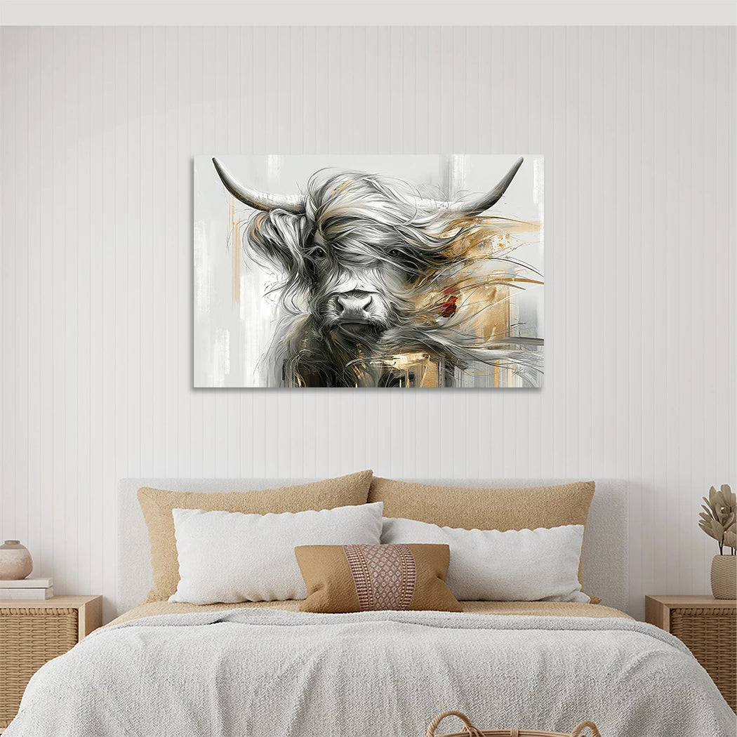 Highland Rind Gold Acrylglasbild
