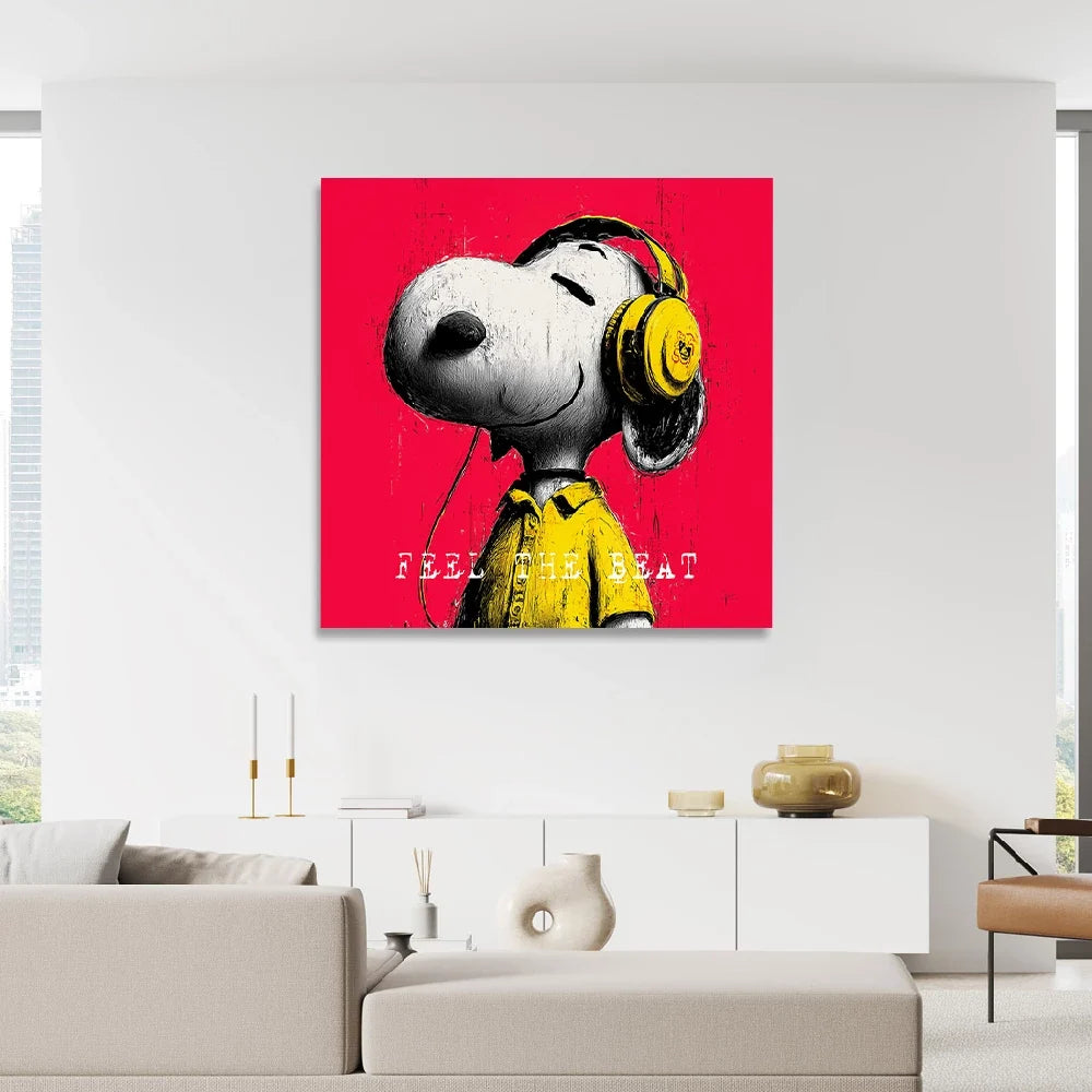 Snoopy Feel The Beat Alu Dibond Bild