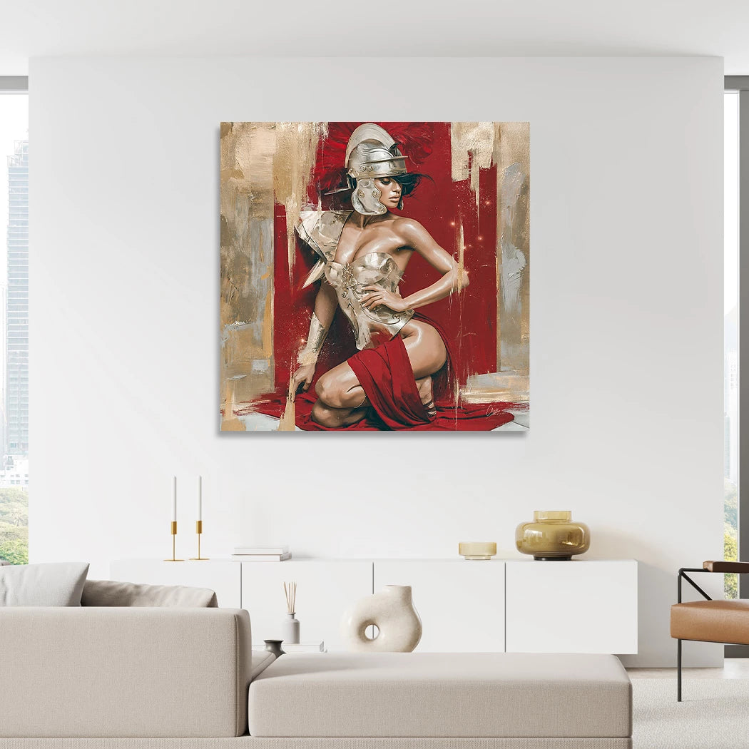Goldene Gladiatorin Acrylglasbild