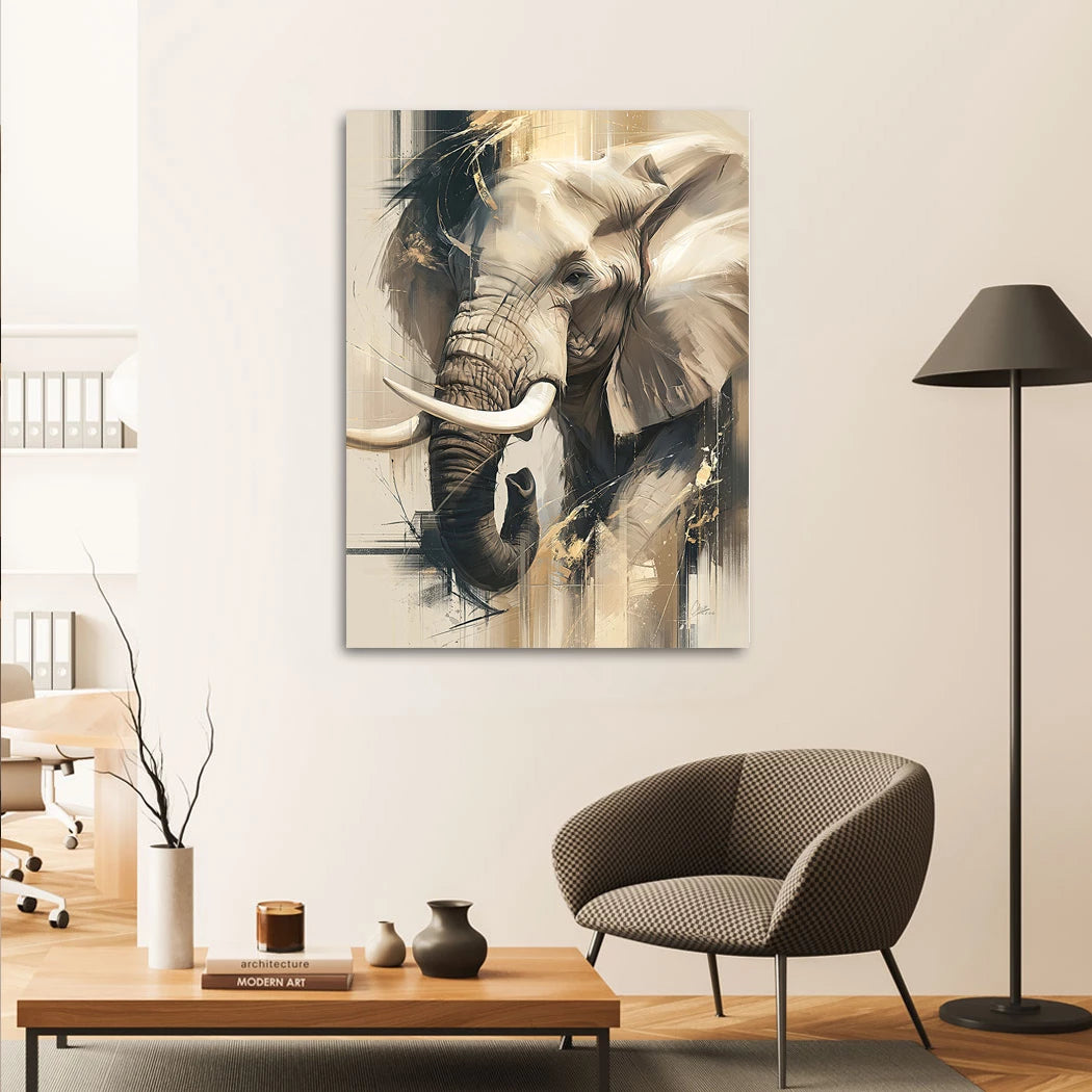 Goldener Elefant Alu Dibond Wandbild