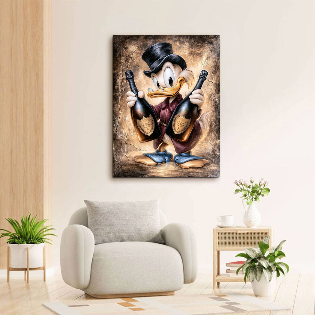 Dagobert Duck Champagner Art Acrylglasbild