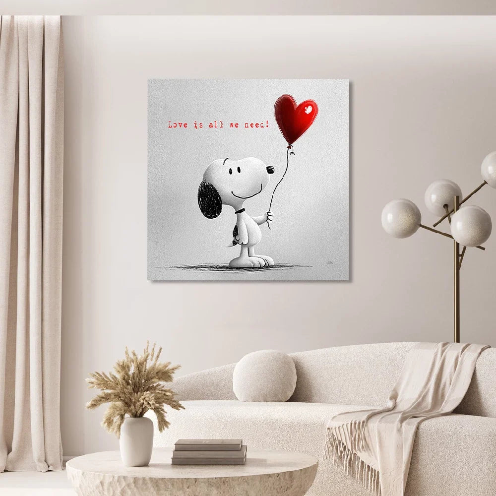 Snoopy Love Balloon Acrylglasbild