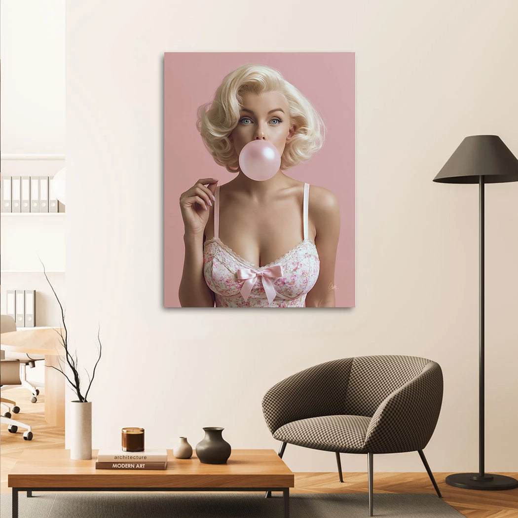 Marilyn Bubblegum Alu Dibond Wandbild