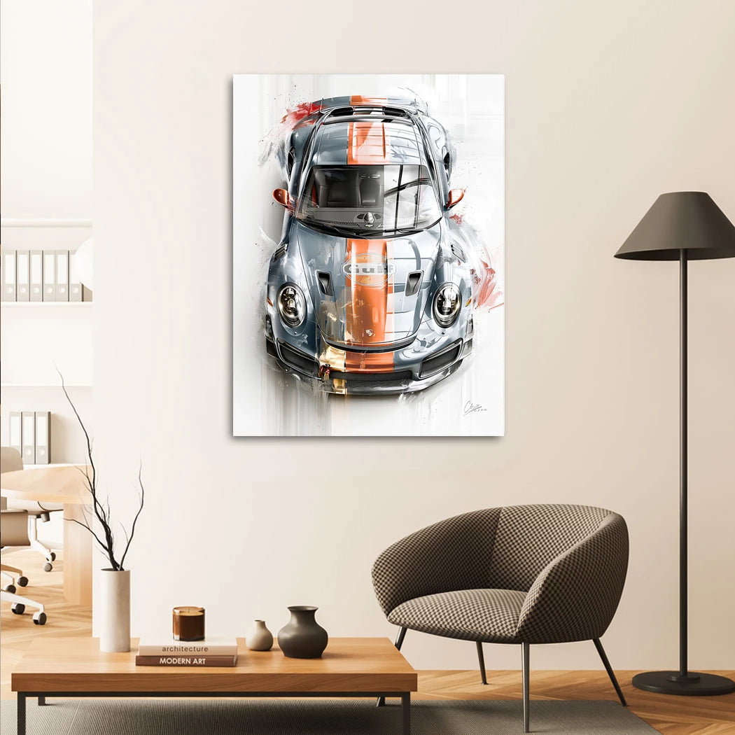 Gulf Porsche 911 Alu Dibond Wandbild