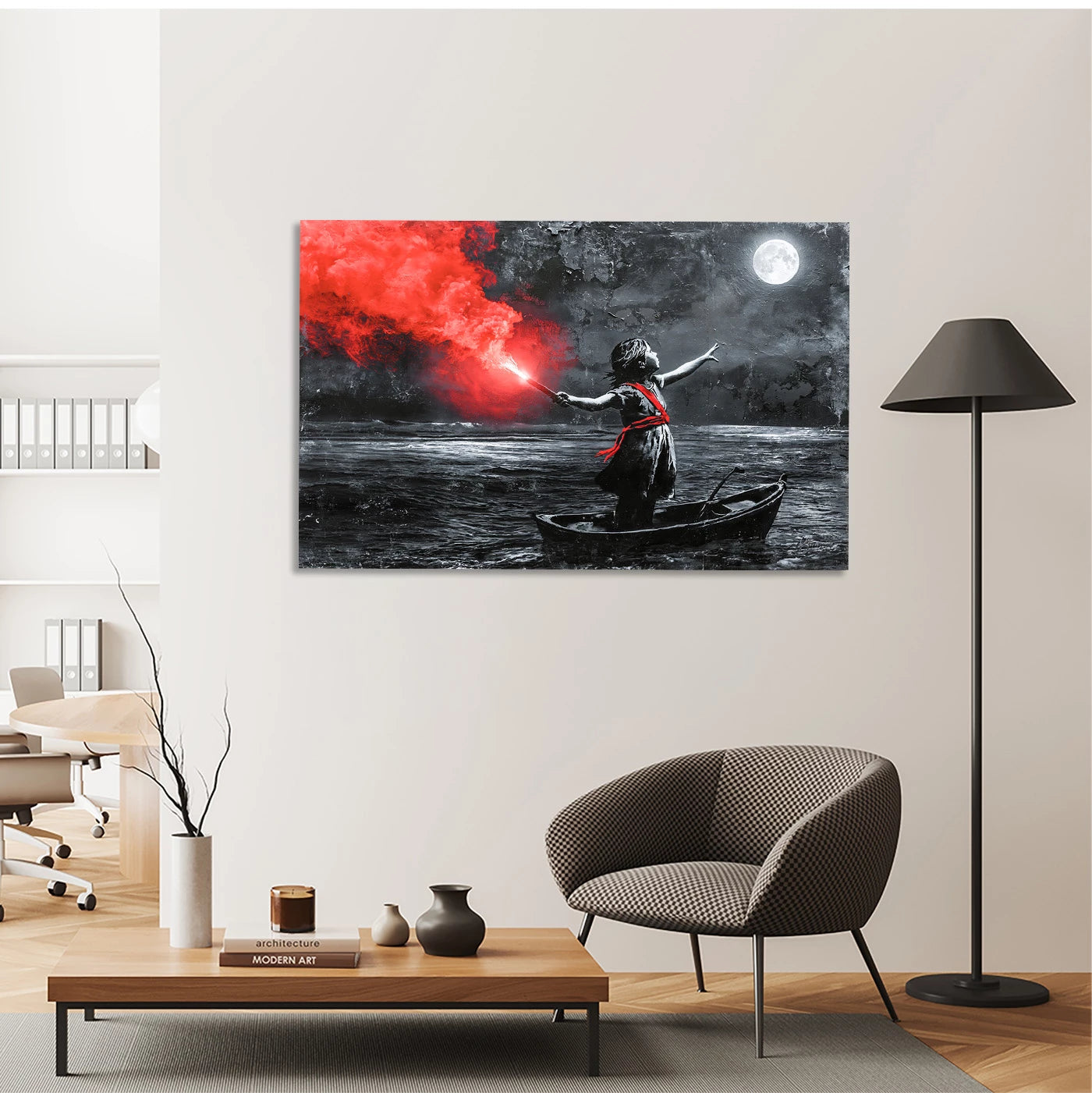 To the Moon Banksy Style Leinwand Bild