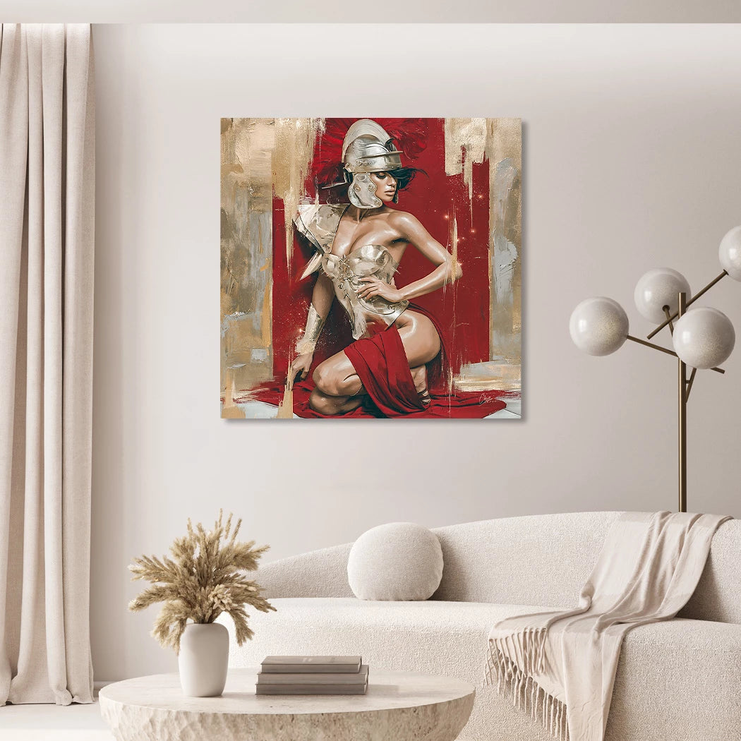 Goldene Gladiatorin Acrylglasbild