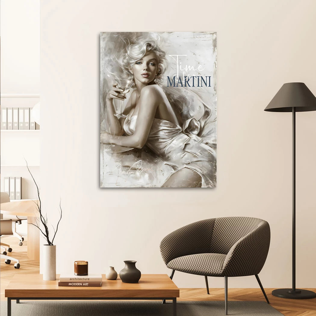 Marilyn Monroe Martini Aluminiumbild gebürstet
