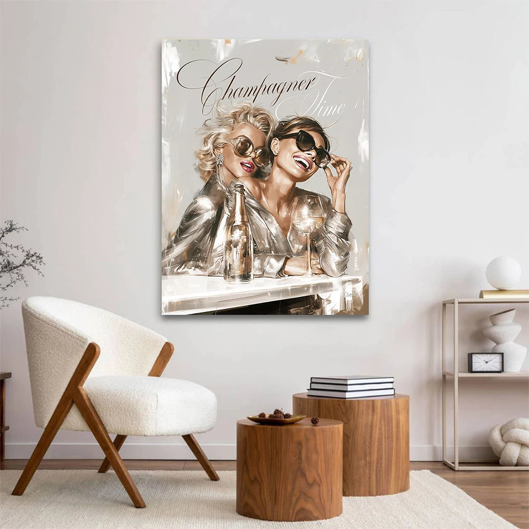 Audrey Hepburn und Marilyn Monroe Champus Acrylglasbild