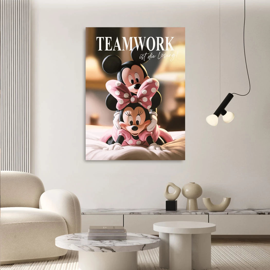 Mickey & Minnie Teamwork Alu Dibond Wandbild