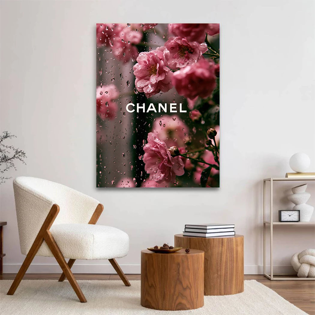 Chanel Blütenregen Acrylglasbild