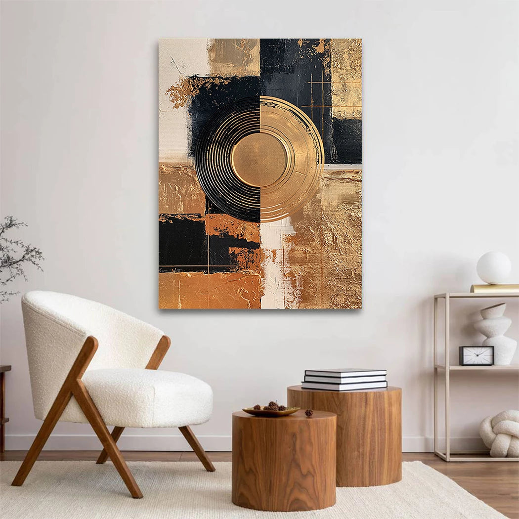 Abstraktes Goldzentrum Acrylglasbild
