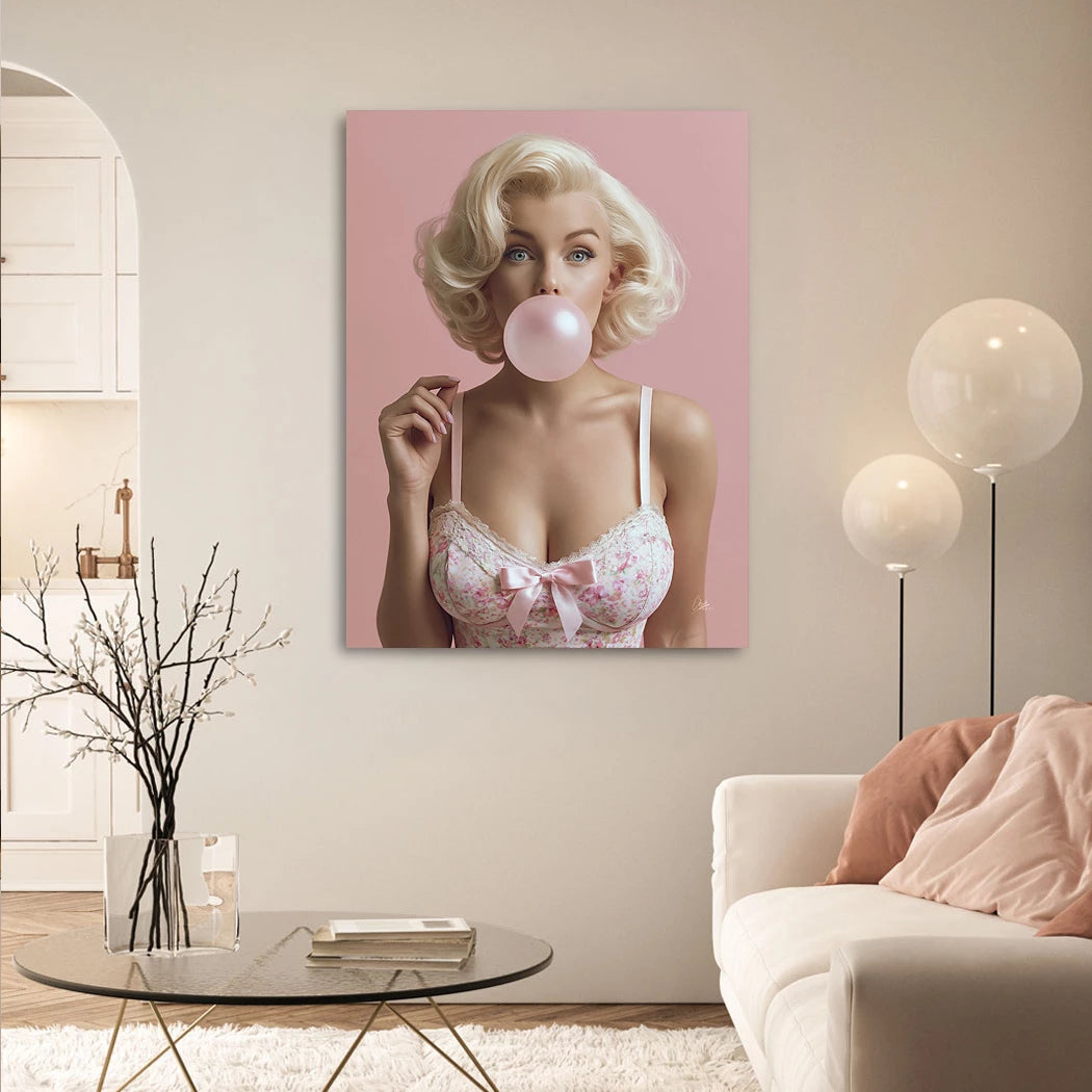 Marilyn Bubblegum Alu Dibond Wandbild