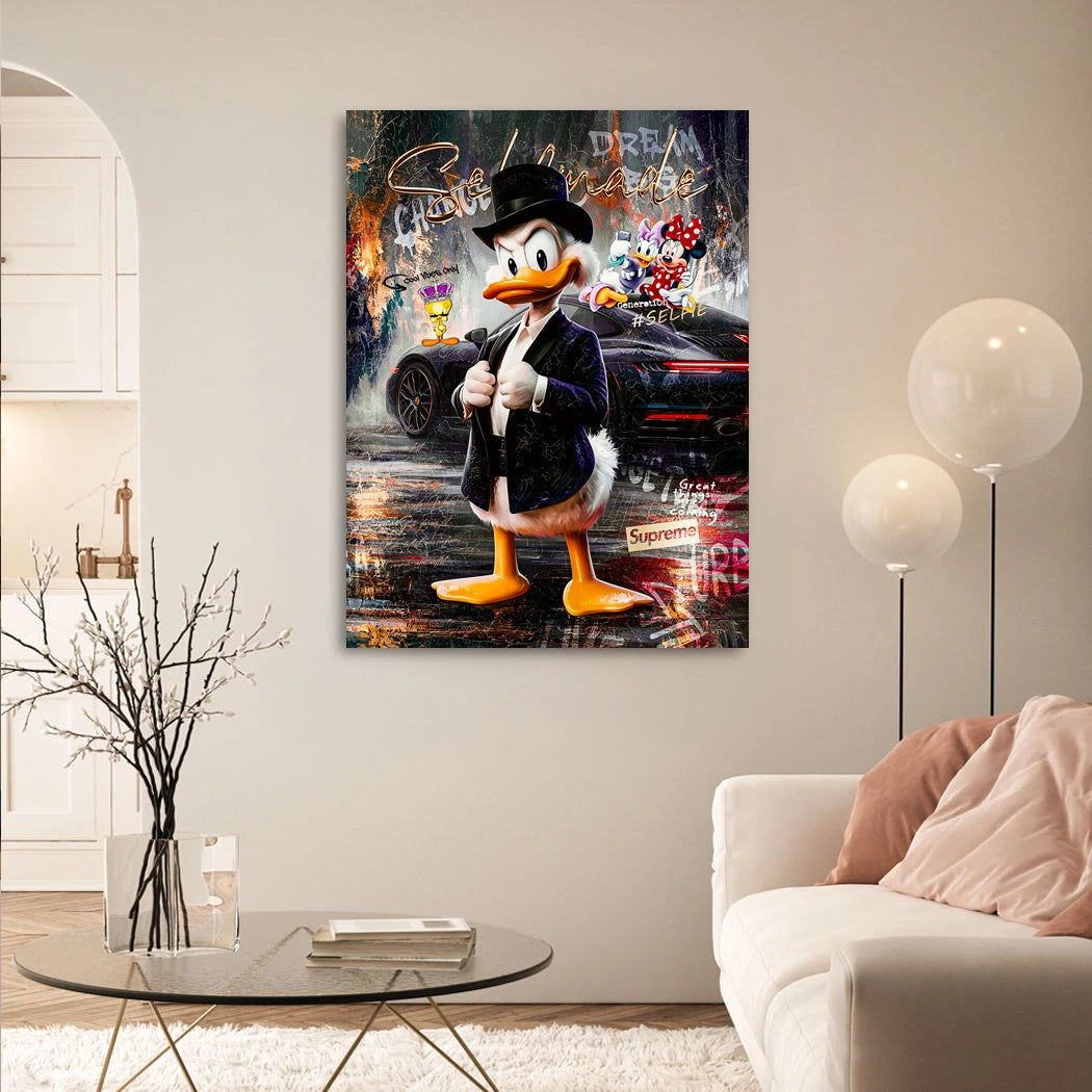 Dagobert Selfmade Porsche Leinwand Bild