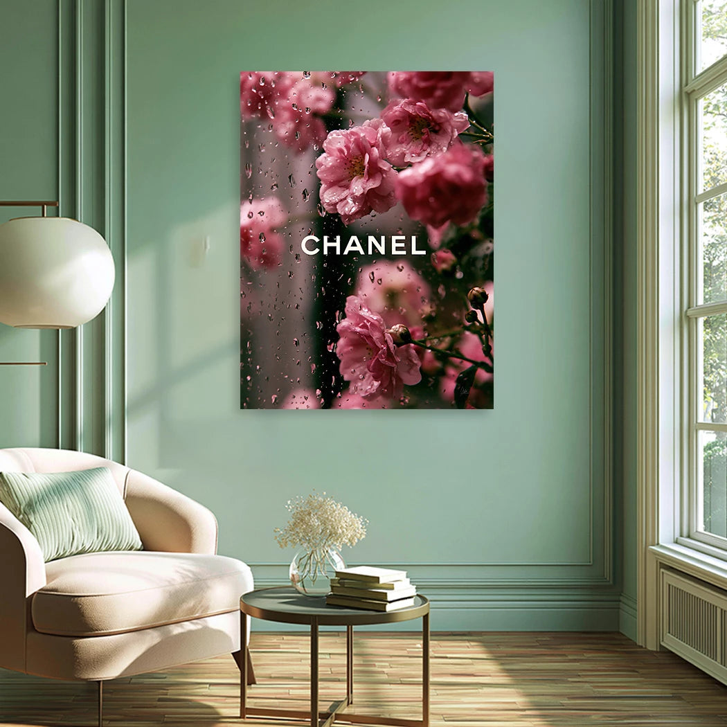 Chanel Blütenregen Alu Dibond Wandbild