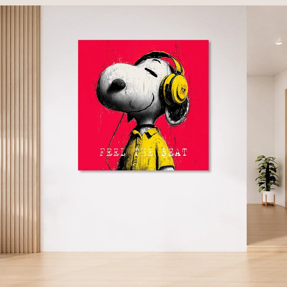 Snoopy Feel The Beat Alu Dibond Bild