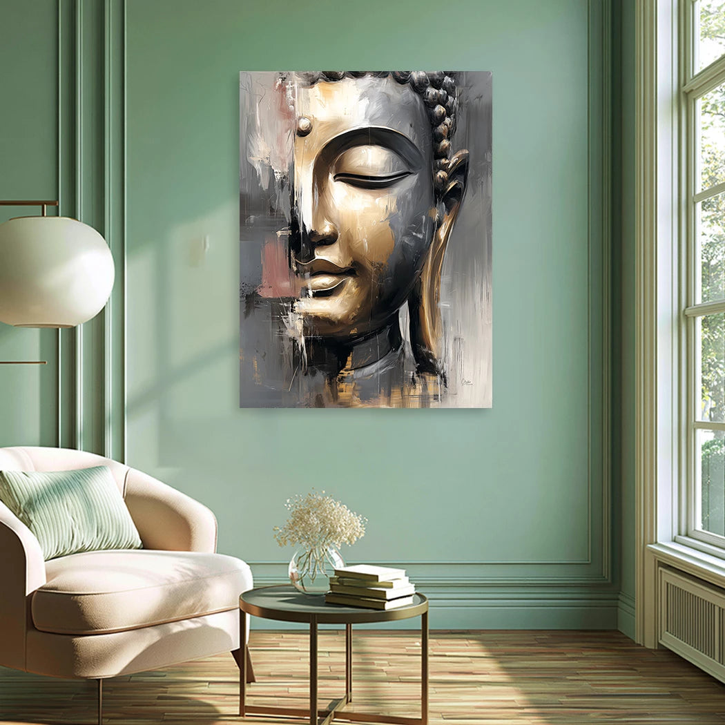 Buddha Gold Alu Dibond Wandbild