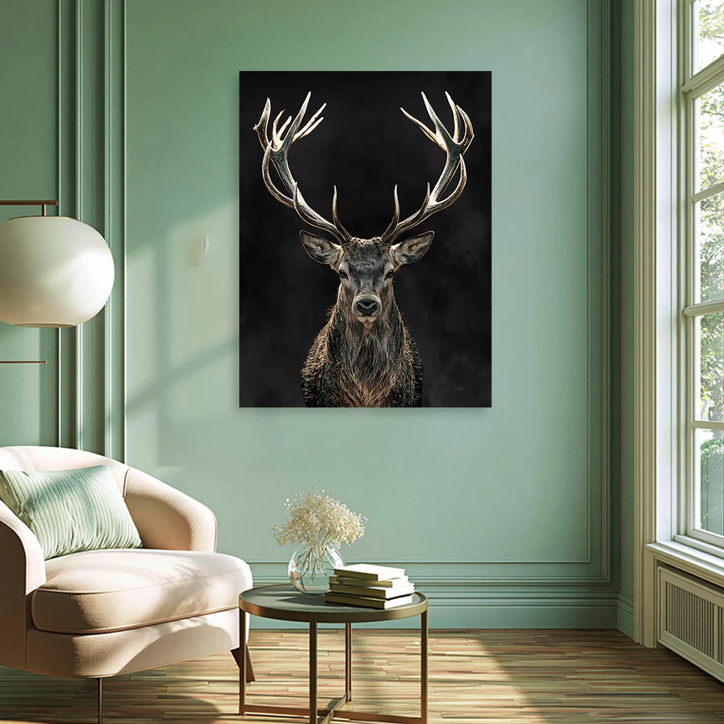 Hirsch Black Art Alu Dibond Wandbild